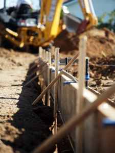 Foundation wall being formed.